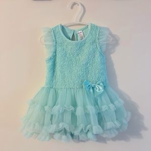 George Toddler Girl’s Blue Tutu Dress Floral Party Dress Size 18 - 24 Months
